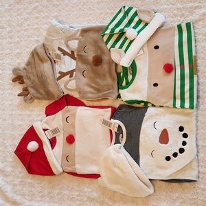 Holiday Time Christmas Sleeper Outfit with Caps 12M Bundle of 4